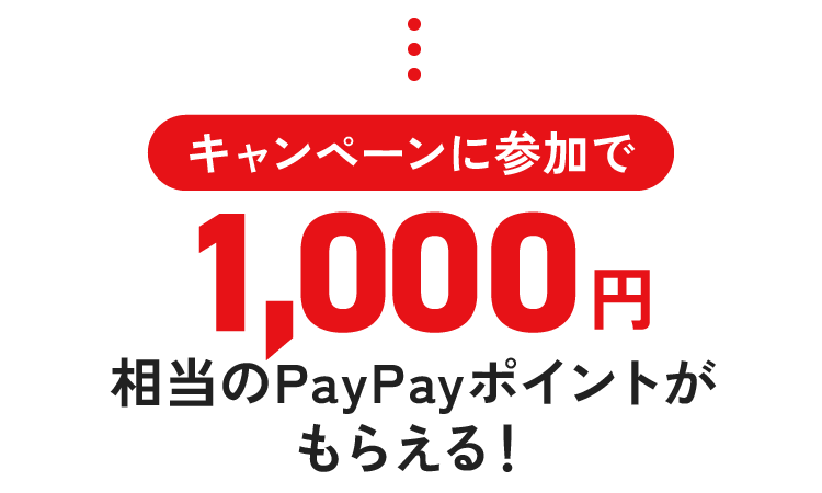 キャンペーンに参加で1,000円相当のPayPayポイントがもらえる